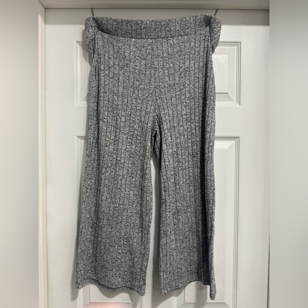 New Look Grey Ribbed Wide Leg Pants